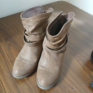 SO Brown Ankle Booties with Chain Detail